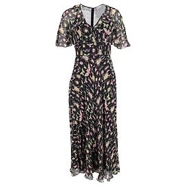 Abito midi con scollo a V stampato in seta nera Red Valentino Altro