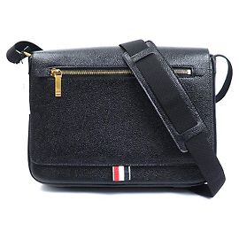 Bolsa de ombro em couro de grão Thom Browne Preto