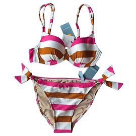 Autre Marque Marie Jo Conjunto de Bikini a Rayas - Rosa, Blanco, Marrón Castaño Rosa Blanco