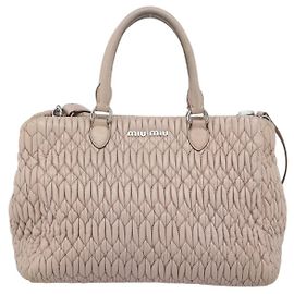 Bolsa Tote Miu Miu em couro matelassê com cristais Medium Rosa