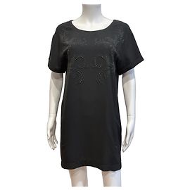 Versace Jeans Couture Versace Jeans Robe Courte en Crêpe Noire Ornée Noir