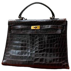 Hermès Kelly Sellier 35 Brown Crocodile Handbag Dark brown