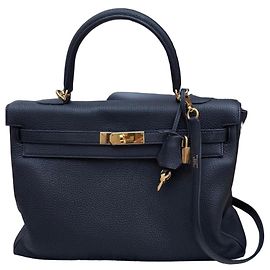Hermès Kelly 35 Togo Leather Handbag - Black Black