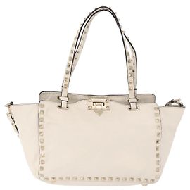 Valentino Garavani Rockstud Tote Soft Leather Large White