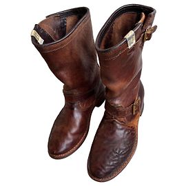 visvim Bottes T.W.O. Folk en cuir marron Marron