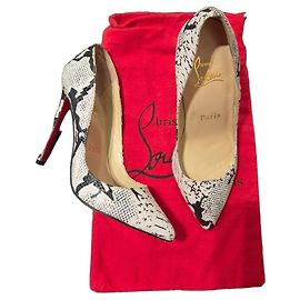 Christian Louboutin So Kate 120 Escarpins Cuir Imprimé Python Noir Blanc Imprimé python