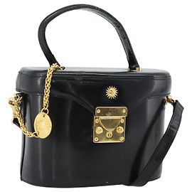 Sac à main Gianni Versace en cuir 2way Noir Or Auth BA13533A Noir Doré