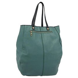 Chloé Bolsa Chloe de couro verde e dourada Auth hk3784 Dourado Verde