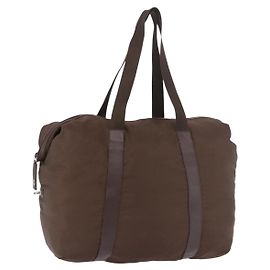 Bolsa Boston PRADA em nylon Khaki Silver Auth hk3830 Prata Caqui