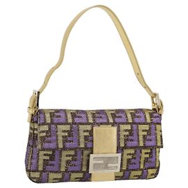 FENDI Zucca Canvas Mamma Baguette Sac bandoulière Violet Or Auth 189005SAM Doré Violet