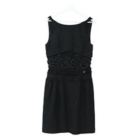 CHANEL Kleid Wolle Schwarz CC Auth BA13646SAM Schwarz