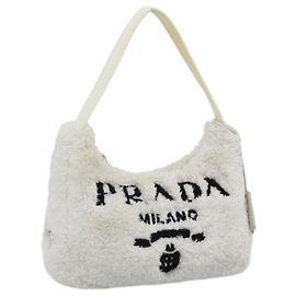 Pochette PRADA Bolso de Mano Pile White Silver Auth ka4933V Plata Blanco