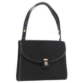 Sac à main Christian Dior Trotter Canvas Noir Or Auth 189336 Noir Doré