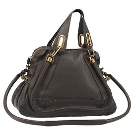 Chloé Borsa Chloe Paraty in Pelle 2way Marrone Oro Auth 187206A Marrone D'oro