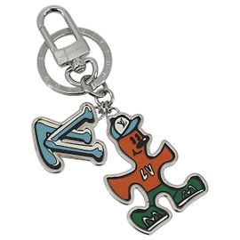 LOUIS VUITTON Chaveiro LV Puzzle Charm metal Silver R95014 LV Auth 187703M Prata