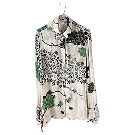 Victoria Beckham VVB Camicia in seta e viscosa con stampa floreale Nero Bianco Verde