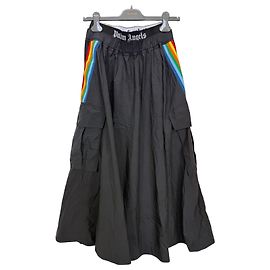 Palm Angels Rainbow Stripe Cargo Midi Skirt Black