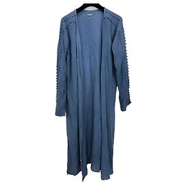 Autre Marque Caravana Long Cardigan en lin bleu Bleu
