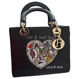 Dior Lady Dior "Niki de Saint Phalle" Black Leather Handbag Black