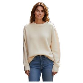 Jil Sander Strickpullover aus Wolle & Baumwolle, Elfenbein Roh