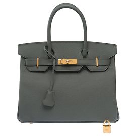 Hermès HERMES Birkin 30 Green Leather Bag - 103692 Green