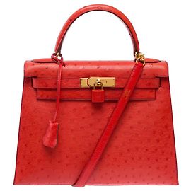 Hermès Bolsa HERMES Kelly 28 em Couros Exóticos Vermelho - 103691 Vermelho