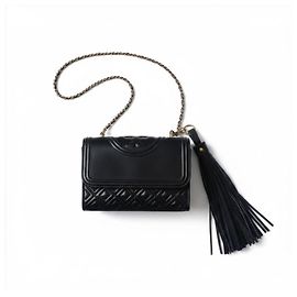 Tory Burch Kira Chevron Small Bolsa de Couro Preto Preto