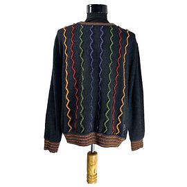 Autre Marque Carlo Colucci Pull en maille multicolore zigzag - Homme XXL Multicolore Gris anthracite