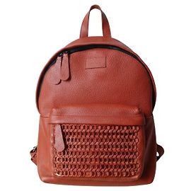 Autre Marque Brown Leather Backpack Orange