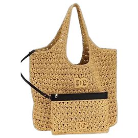 Sac cabas en paille Dolce & Gabbana avec pochette Noir Paille