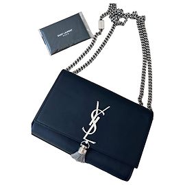 Portefeuille chaîne à pompon Kate de Saint Laurent Noir