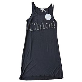 Vestido regata Chloé preto com logo Preto