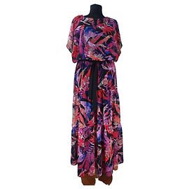 Joseph Ribkoff Maxikleid mit schwarzem Blumenprint Schwarz Pink Rot Blau Lila
