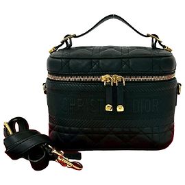Bolsa 2way de couro Cannage Christian Dior Preto