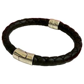 Bracciale in pelle argento Bottega Veneta Marrone