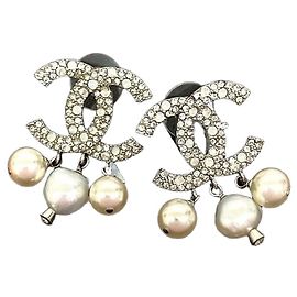 Chanel Coco Mark Earrings Silvery