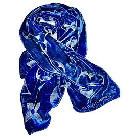 Louis Vuitton Cachecol Monogram Veludo Azul Azul