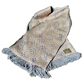 Bufanda Louis Vuitton Monogram de lana y seda Multicolor Beige Gris