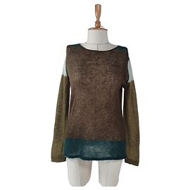 Autre Marque Samsøe & Samsøe Suéter de malha colorblock Marrom Verde Azul claro