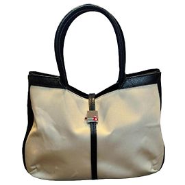 Borsa Bally in pelle e tessuto Nero Beige