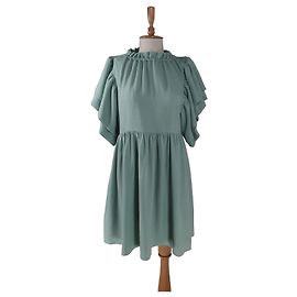 Autre Marque Hofmann Copenhagen Grünes Kleid mit Rüschen Grün