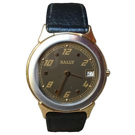 Bally Montre à quartz plaqué or réf. 73.01 Swiss Made Noir