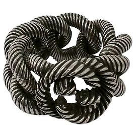 GUCCI Interlocking G Twist Chain Band Ring Silvery