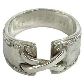 Hermès HERMES Vintage Mexican Band Ring Silber