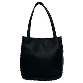 Borsa Tote in pelle con lacci vintage Yves Saint Laurent Nero