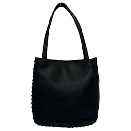 Sac cabas en cuir à lacets vintage Yves Saint Laurent Noir