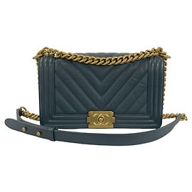 Borsa a tracolla Chanel Boy Chanel Coco Mark Chain Blu