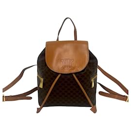 Céline Celine Vintage Macadam Blazon Triomphe Pattern Backpack Brown
