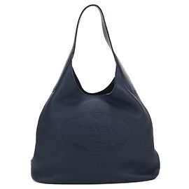 Prada Navy Leather Shoulder Bag Navy blue