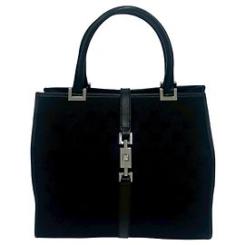 Gucci Jackie Logo Hardware GG Pattern Mini Tote Bag Black
